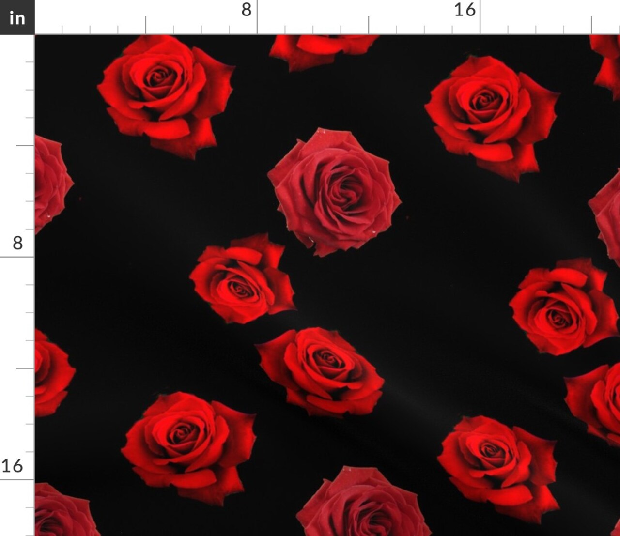 Scattered Red Roses Black Flowers Florals Fashion Custom Printed Fabric by Spoonflower Various Fabrics by the Yard or Fat Quarter